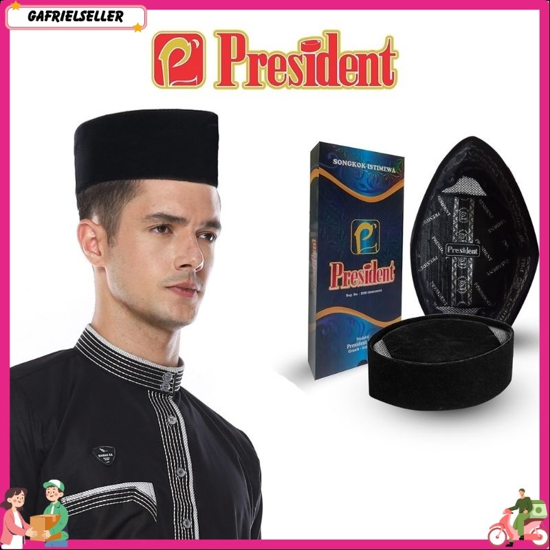 Songkok Peci President AC original 100% kopiah polos hitam peci president
