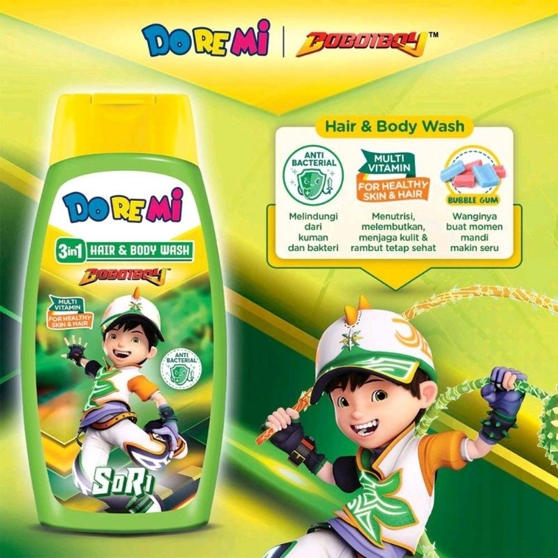 DOREMI Hair & Body Wash Boboiboy Sori 200 ml / Refill 200+100ml - Shampo dan Sabun Anak DOREMI