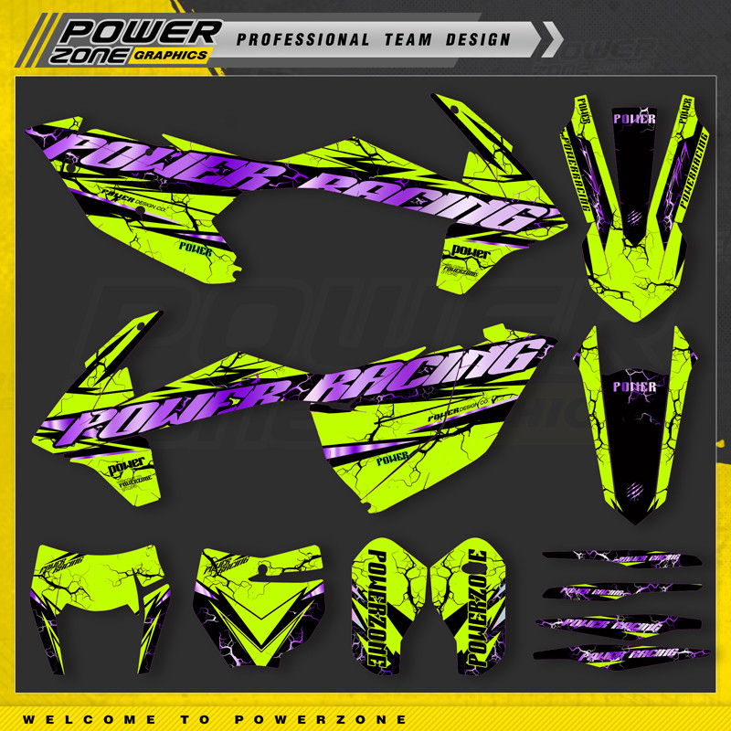 PowerZone Custom Team Graphics Backgrounds Decals Stickers Kit For KTM SX SXF MX 2016-2018 EXC XCW E