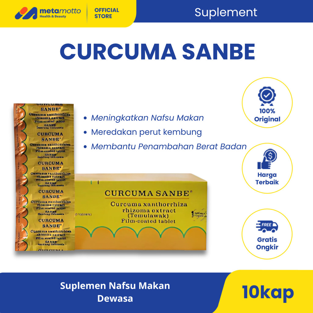 CURCUMA SANBE Tablet 10 Tablet Penambah Nafsu Makan Obat Penggemuk Badan - Metamotto Karya Jaya