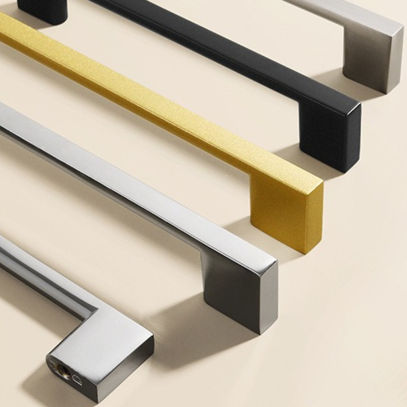Gagang pintu lemari warna emas atau hitam, gagang lemari kamar tidur dari paduan aluminium padat, ga