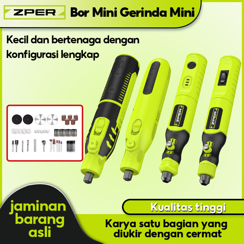 LASSPARK - ZPER Bor Mini Listrik Set Lengkap Bor Portable Gerinda Listrik Grinder Alat Ukir Elektrik