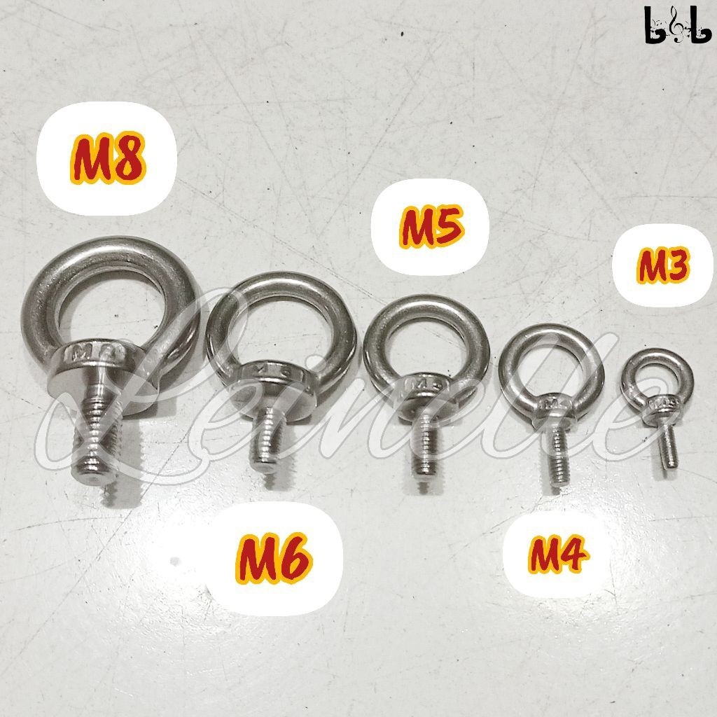 M3-M8 Lifting Eye Bolt Stainless Steel 304 full drat (5pcs)