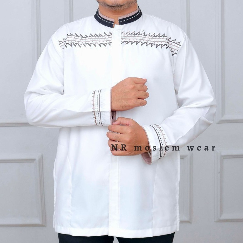 BAJU KOKO PUTIH DEWASA TANGAN PANJANG  / KOKO ARRAHMAN PANJANG / BAJU KOKO KATUN ADEM kode ( ARK )