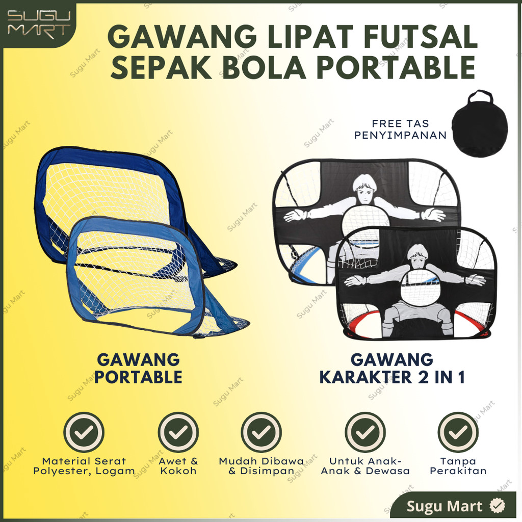 Gawang Lipat Futsal Sepak Bola Portable Karakter | Gawang Lipat Anak | Gawang Mini Portable | Gawang
