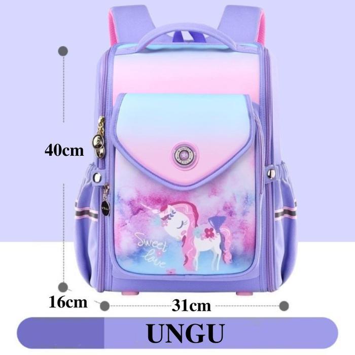 BK146 - TAS SEKOLAH TAS RANSEL ANAK PEREMPUAN TAS SEKOLAH ANAK PEREMPUAN - Ungu