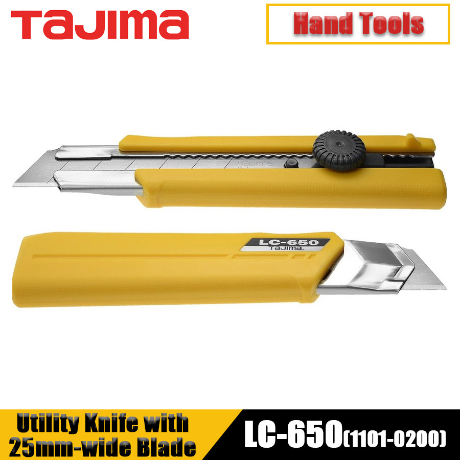 TAJIMA LC-650 Utility Knife with Automatic lock Push Button 25mm-wide Blade Wallpaper Knife Cutting 