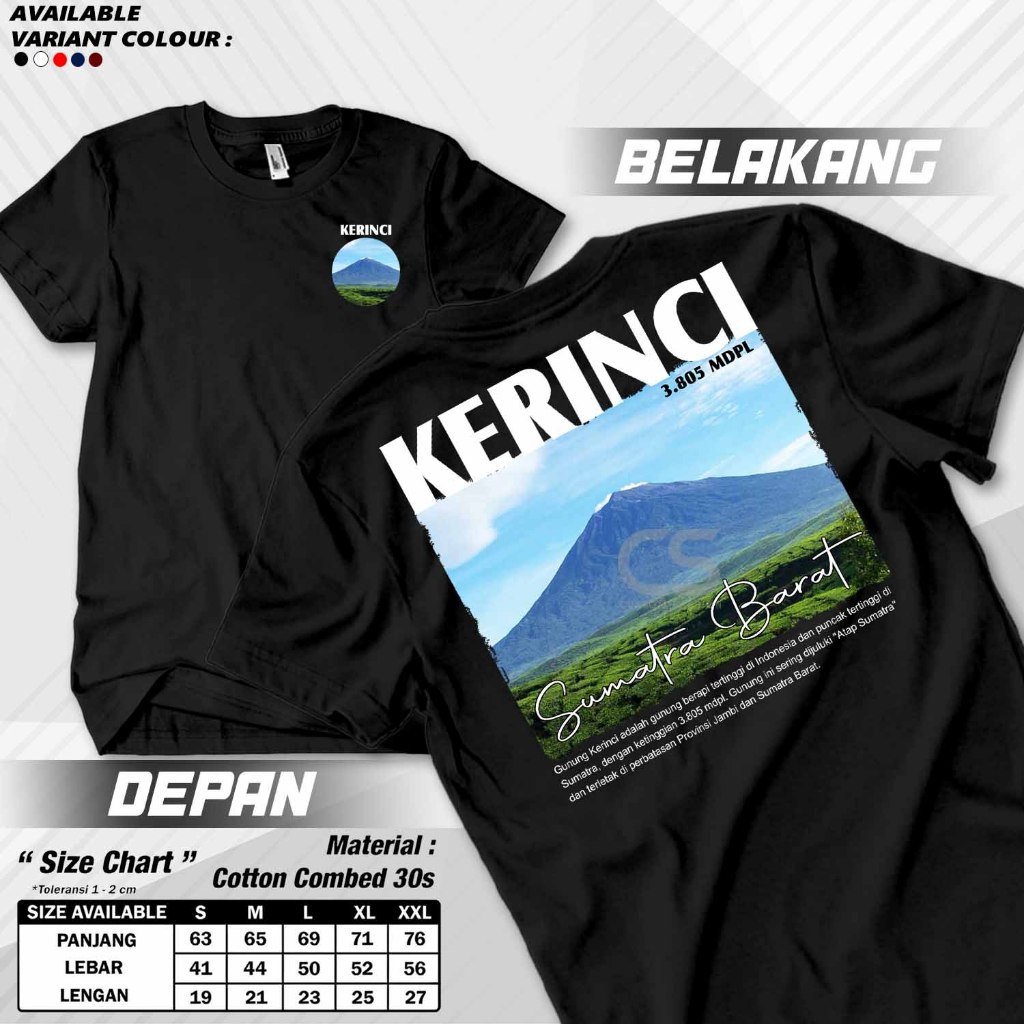 Kaos Baju Distro Pendaki GUNUNG KERINCI  Baju Distro Outdoor Hiking Tshirt Camping Adventure