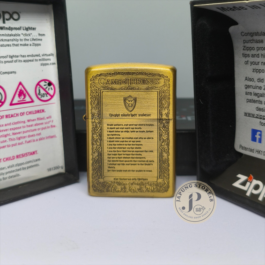 Korek Api Zippo Gold spesial edition  Game of Throne Mancis Unik like ori