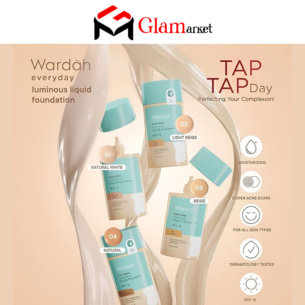 GLAM - WARDAH Everyday Luminous Liquid Foundation - Alas Bedak Cair Dengan Hasil Matte Natural