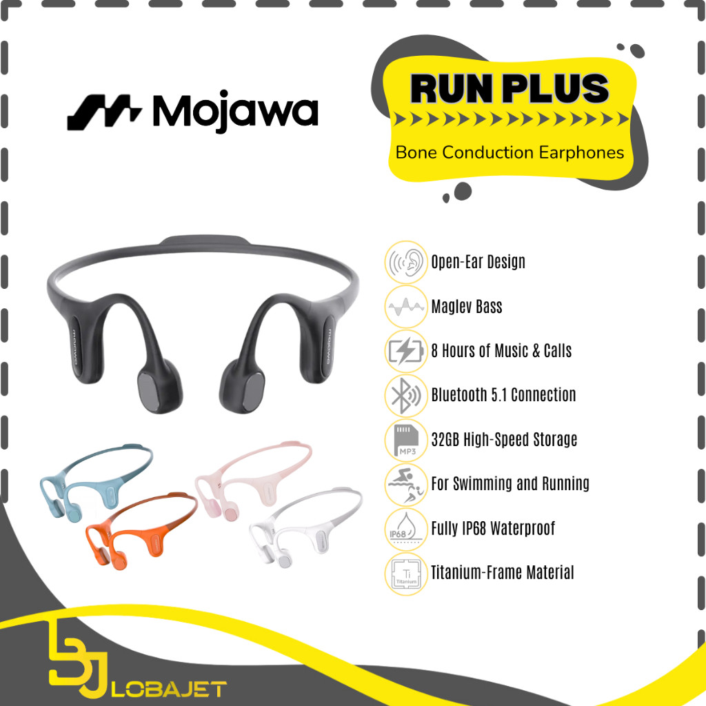 MOJAWA RUN PLUS - Bone Conduction Earphones IP68 Waterproof Swimming Built-in 32GB Storage