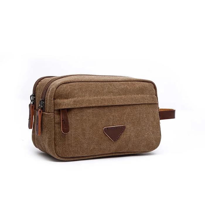 Hand bag Kanvas Tas Tangan Tenteng Fashion Pria -Wanita Clutch 9097 - Cokelat