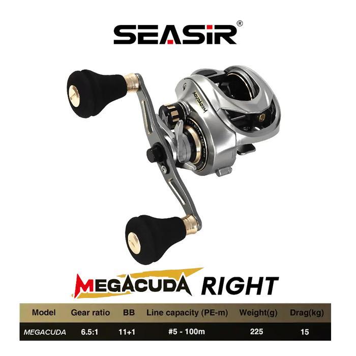 Seasir MEGACUDA Reel Pancing Casting Umpan, Rangka Aluminium Logam Kiri/Kanan + Sisi Karbon Gagang G