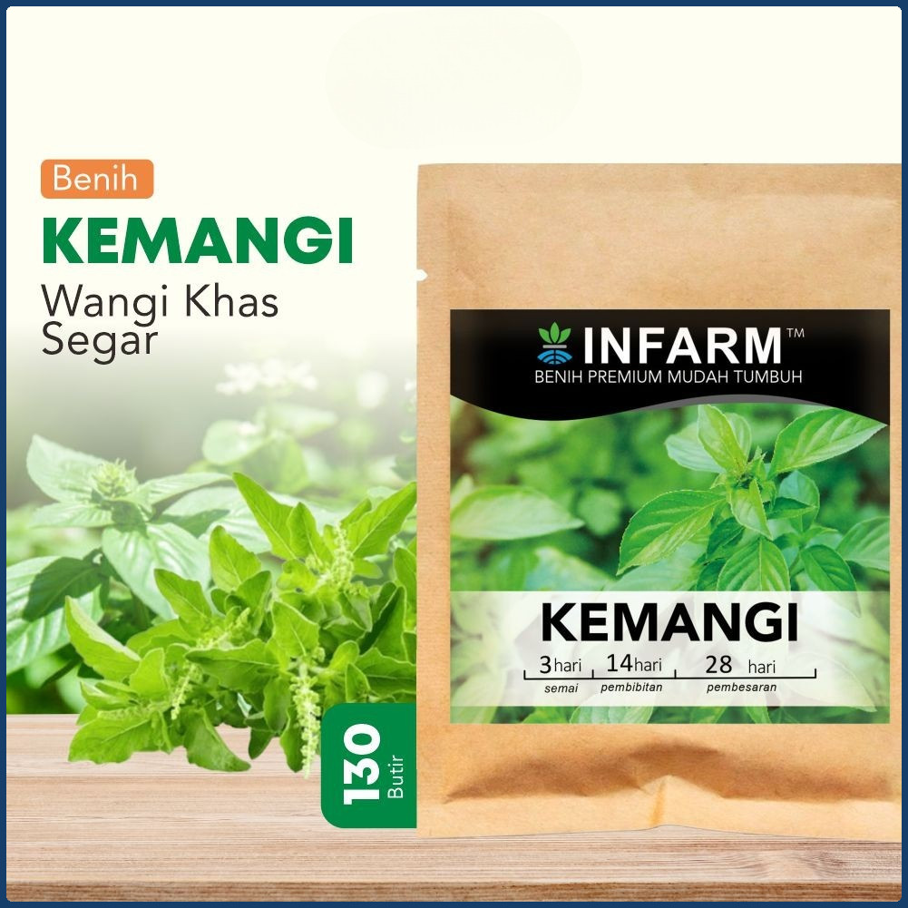 Benih Bibit Biji Super Daun Kemangi Unggul INFARM Premium Daya Tumbuh Daun Lebat Hijau Segar