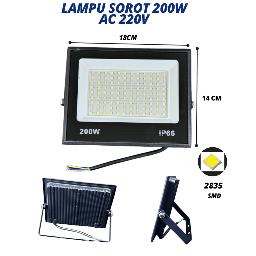 LAMPU SOROT LED TEMBAK 200WATT IP66 OUTDOOR - 220Volt