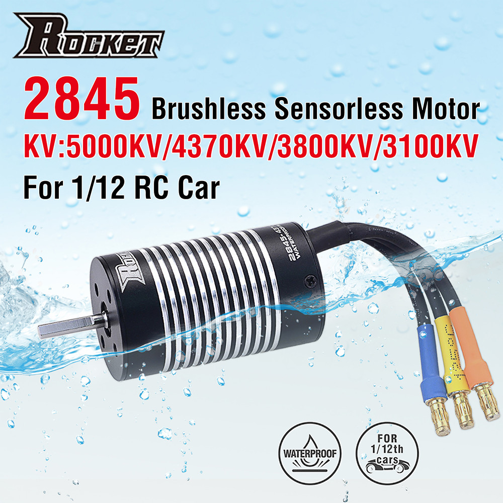 Motor Brushless Sensorless Tahan Air Rocket 2845 3100KV 3800KV 4370KV 5000KV untuk Mobil RC WLtoys 1