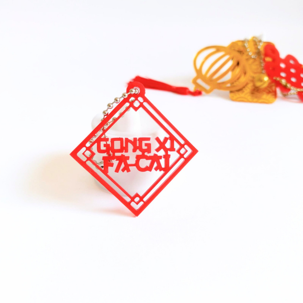 5 PCS Hang Tag Imlek Akrilik Merah / Gantungan Hampers Imlek / Hiasan Imlek