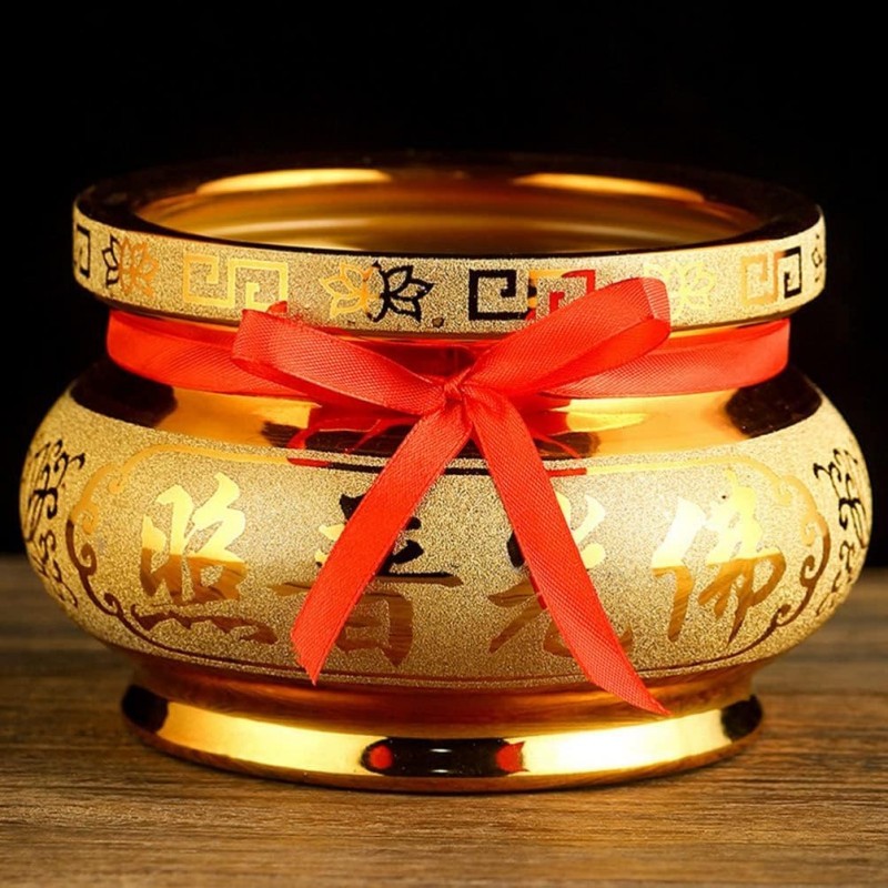 RF - Hiolo Tempat Bakar Dupa Hiolo Keramik Hio Emas 3.5/5inch Cina Keramik Hiolo Tempat Hio Keramik