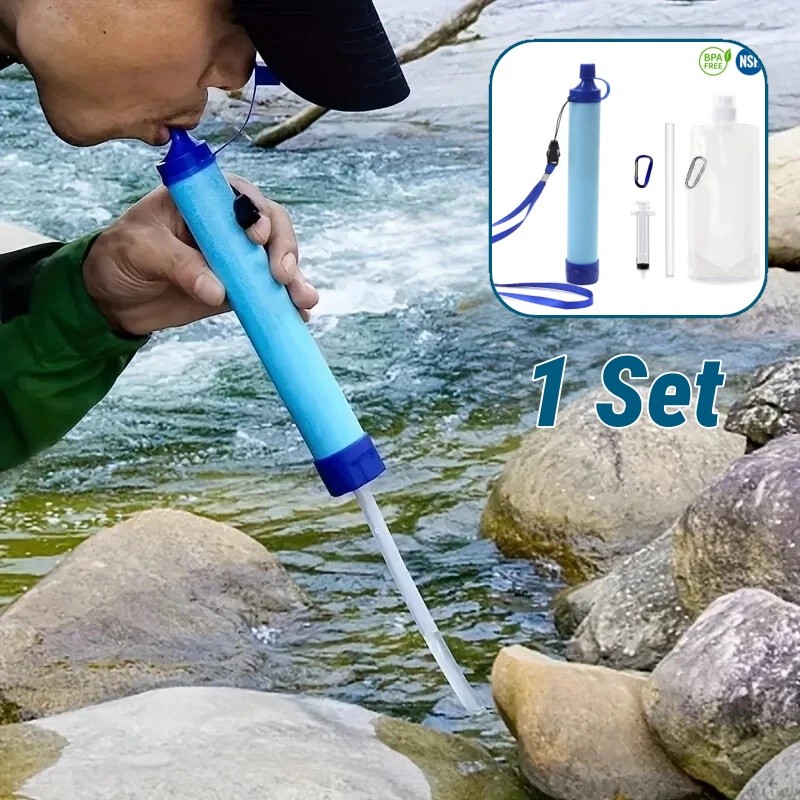 1 Set Water Filter Straw Personal Filter Air/Filter Air Minum Portable Outdoor Siap Minum Untuk Camp