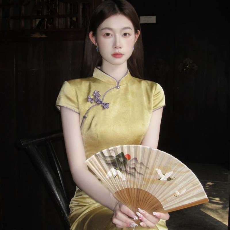[JINXIU] Gaya cina baru gaya cina elegan elegan cheongsam dress vintage old money slim fashion baru