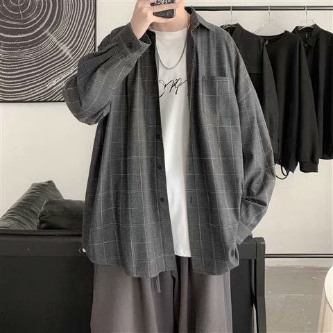 Kemeja Kotak-kotak Vintage Pria, Kemeja Kasual, Jaket