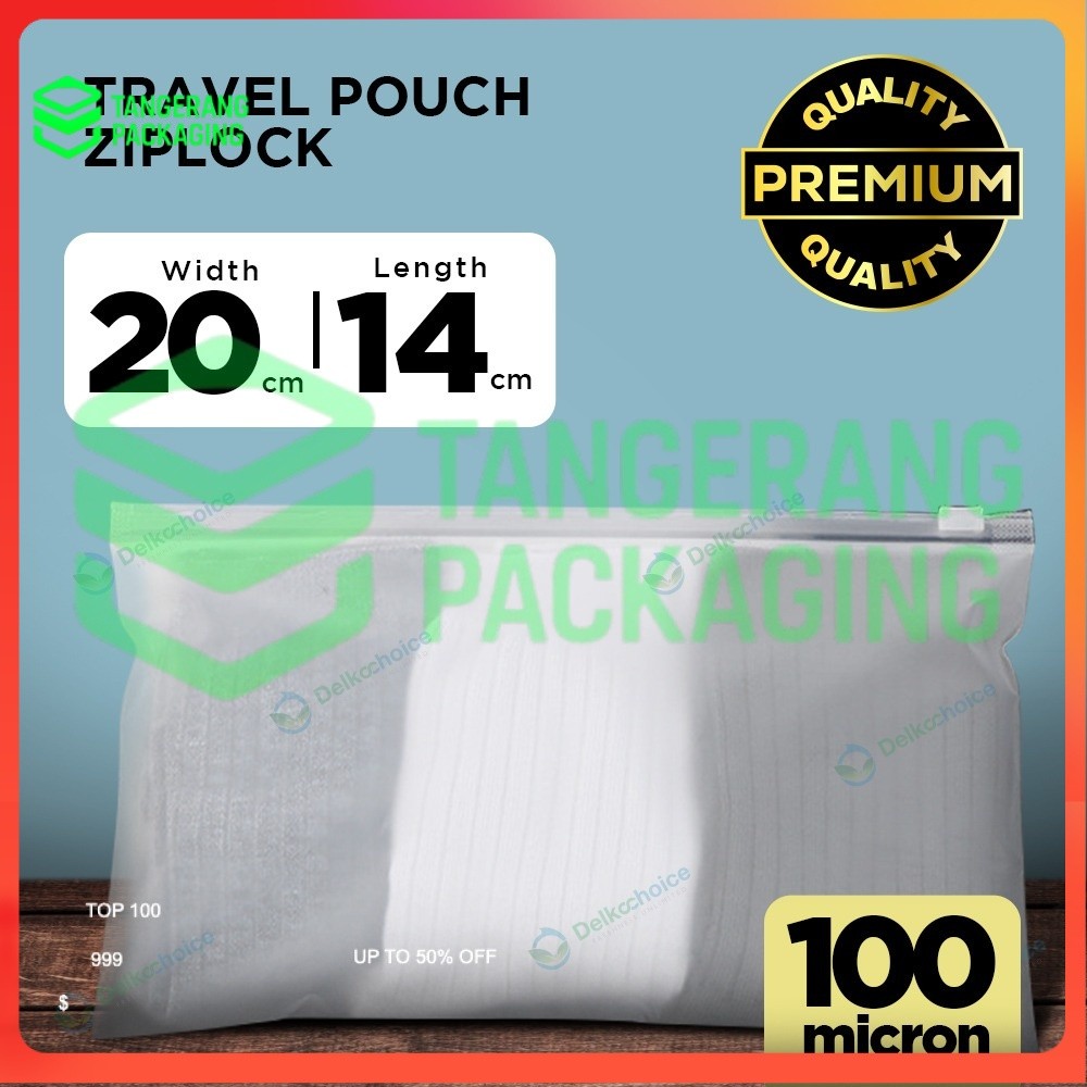 Travel Pouch Organizer Zip Premium |Zipper Storage Bag Satuan 20x14