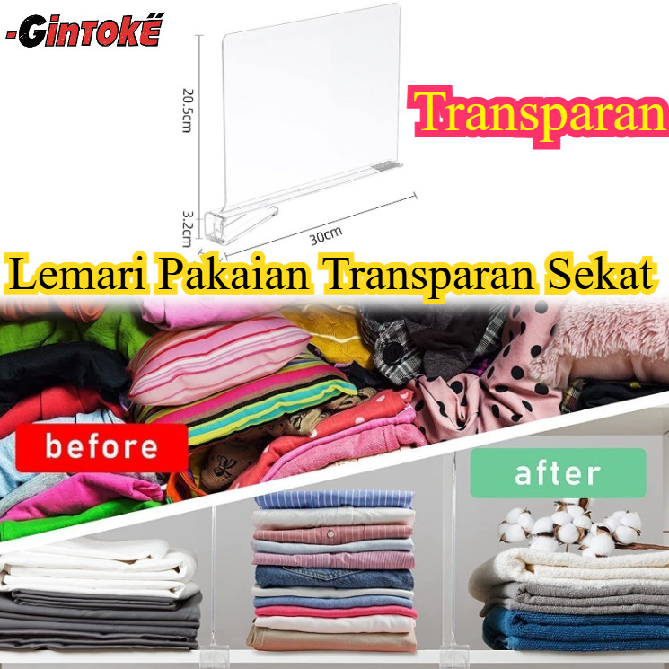 Lemari Pakaian Transparan Sekat/  Sekat Lemari Buku Akrilik Sekat Lemari Pakaian/ Sekat Pembatas Rak