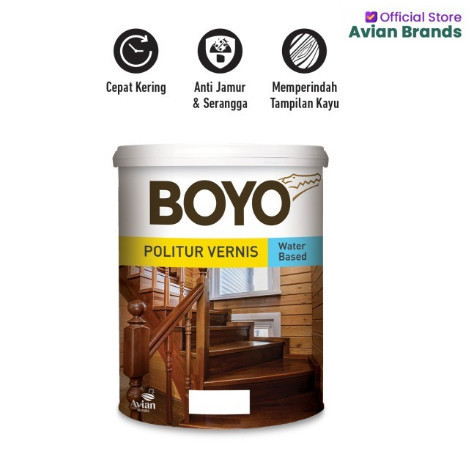 CAT POLITUR PELITUR PLITUR KAYU BOYO VERNIS 1KG WATERBASED PENGENCER AIR MEJA KURSI PINTU LEMARI