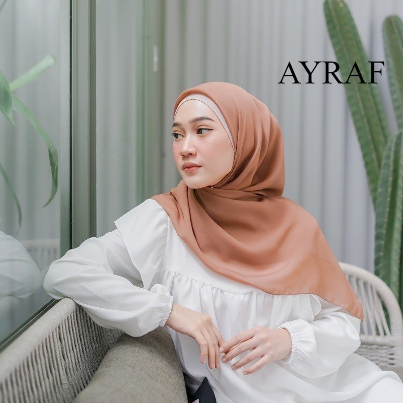 hijab segiempat bella square bahan pollycotton size 110x110/hijab kerudung bella square warna coklat