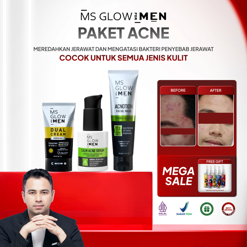 MS GLOW MEN - Paket New Acne Ms Glow for Men Skincare Menghilangkan Jerawat Penghilang Jerawat Pria
