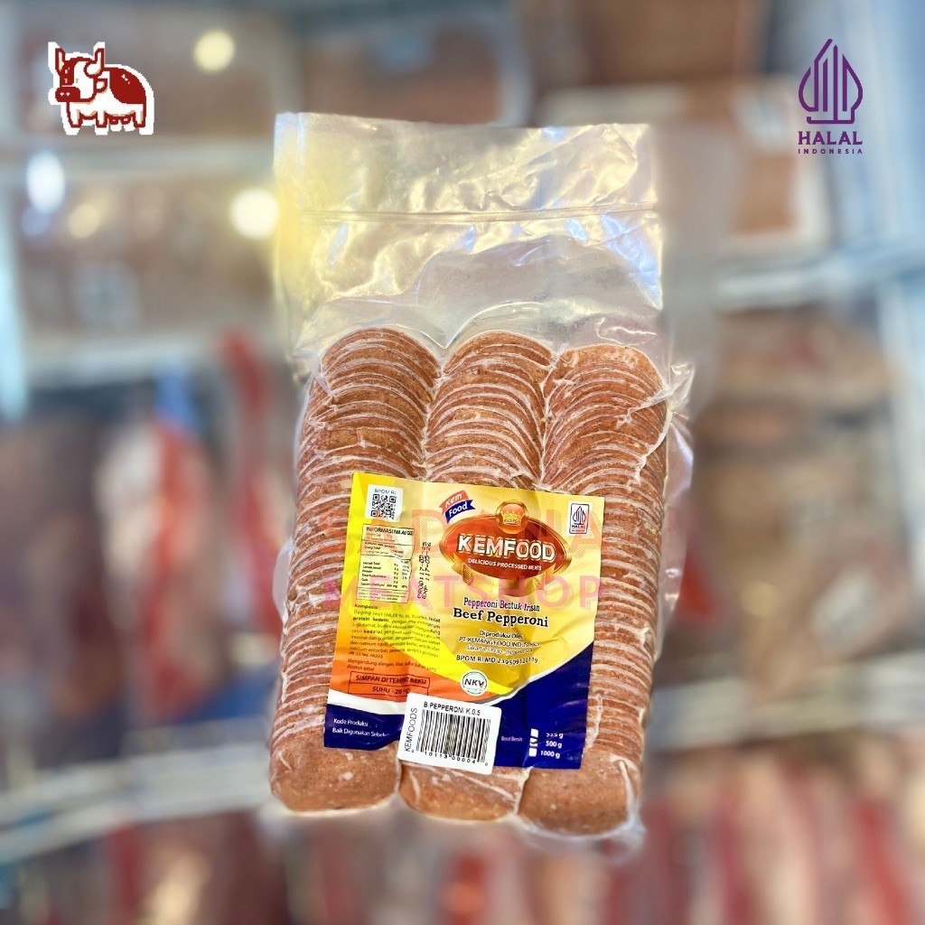 Kemfood Yangini Beef Pepperoni 500gr – Daging Sapi Asap Iris Tipis | Halal & Siap Masak