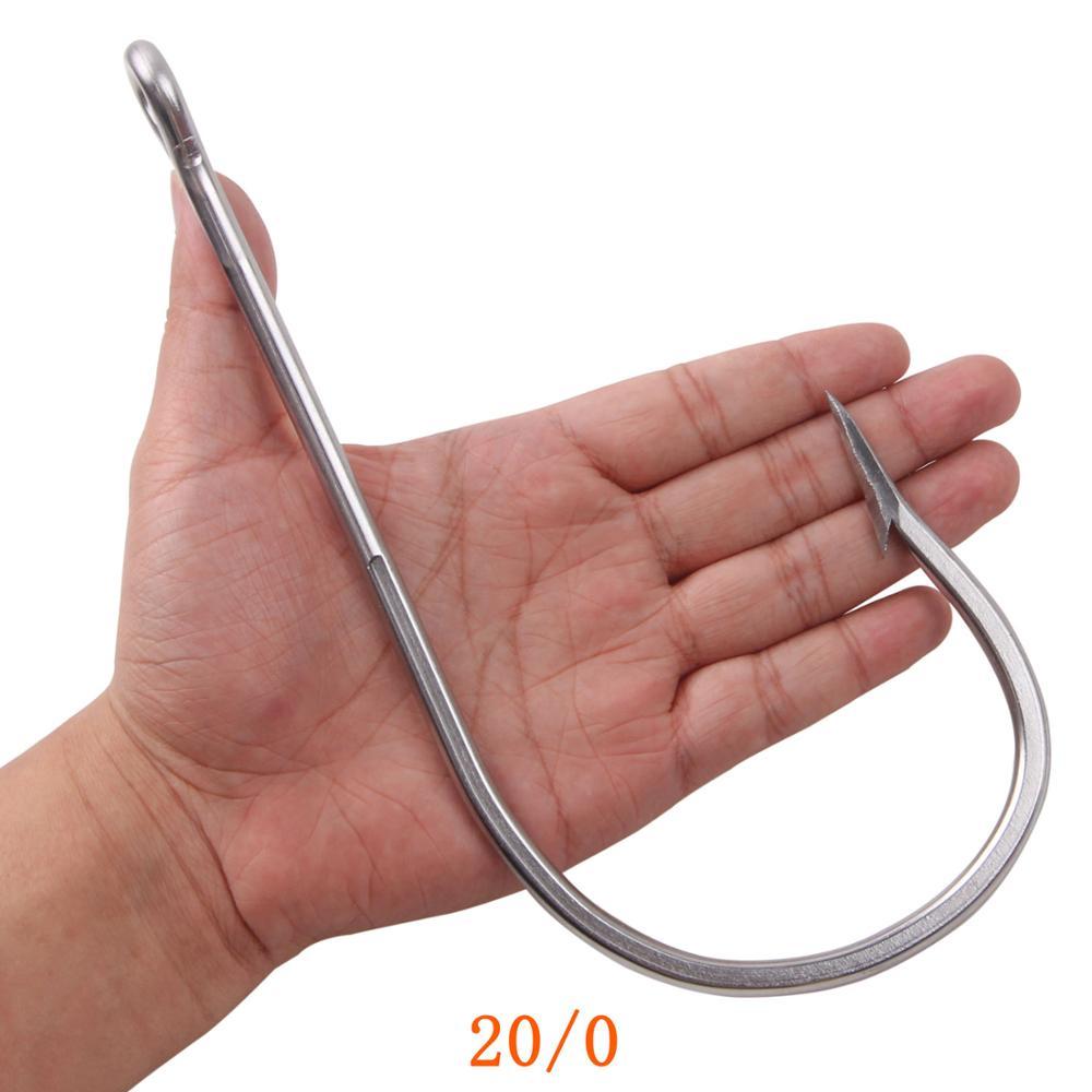 1 buah Kail Pancing Baja Anti Karat Ukuran Besar untuk Ikan Besar, Kail Pancing Tuna Tebal 7731 20/0