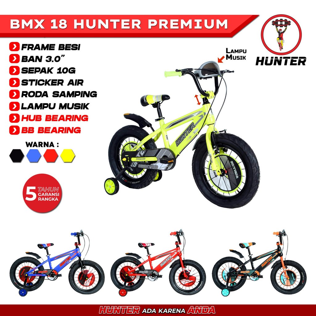 SEPEDA BMX 18" HUNTER PREMIUM BAN 3.0