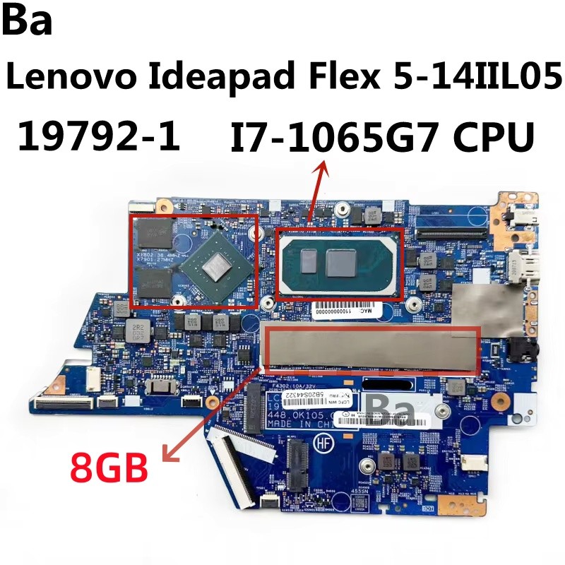For Lenovo Ideapad Flex 5 14Iil05 Laptop Motherboard 19792-1/19792-3 Cpu I7-1065G7 Ram 8Gb Gpu Mx330