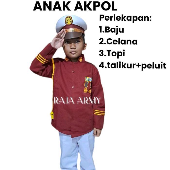 BAJU PROFESI ANAK AKPOL/SERAGAM ANAK LAKI-LAKI PEREMPUAN AKADEMI POLISI Kostum - S, Cowo pake celana