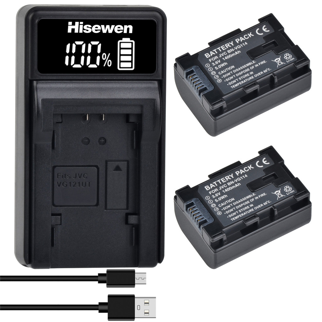 2pc 1400mAh BN-VG114 VG114 BN VG114 Battery+LED Charger for JVC BN-VG107 BN-VG107U BN-VG108U BN-VG10