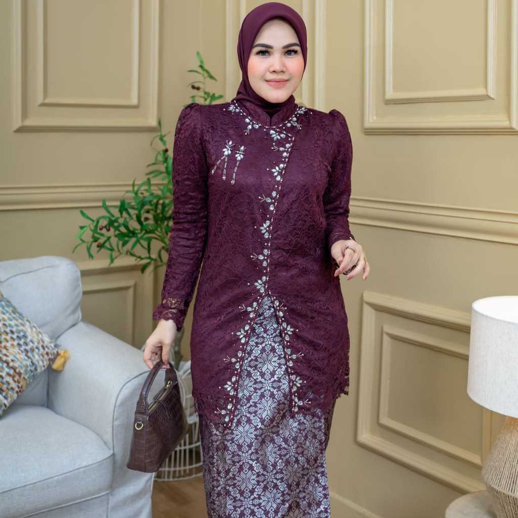 Haghia Busana-Tunik Janggan Brukat Payet-Tunik Payet Terlaris-Rok Songket