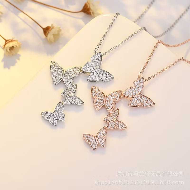 Kalung NECKLACE Wanita Rantai Perak Liontin Butterfly Kupu-Kupu / JULY Fashion