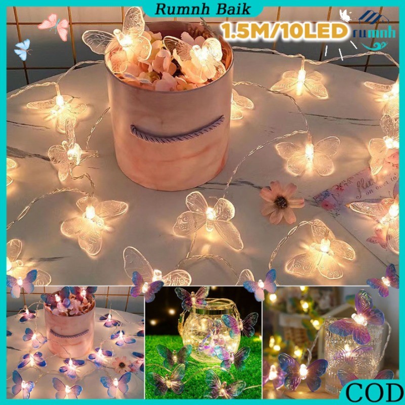 1.5M Lampu LED Kupu-Kupu Warna-Warni Dekorasi Dinding Lampu Ambient  Lampu Hiasan Taman Outdoor Idul