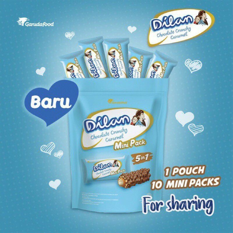 PROMO Dilan chocolate POUCH crunchy caramel MINI PACK  ISI 10 pcs