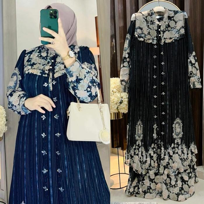 Avasya Dress ,Gamis rompi lepas pasang,Payet mutiara mewah plisket, Gamis avasya , Gamis pesta mewah