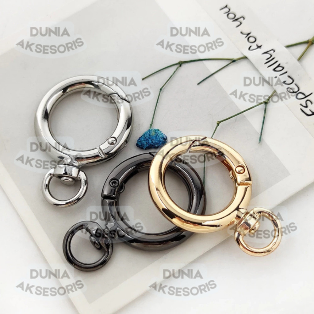 Aksesoris Tas Ring Bulat (Buka Tutup) 2 cm + Cantolan D / Ring O - Aksesoris Tas (IMPORT)