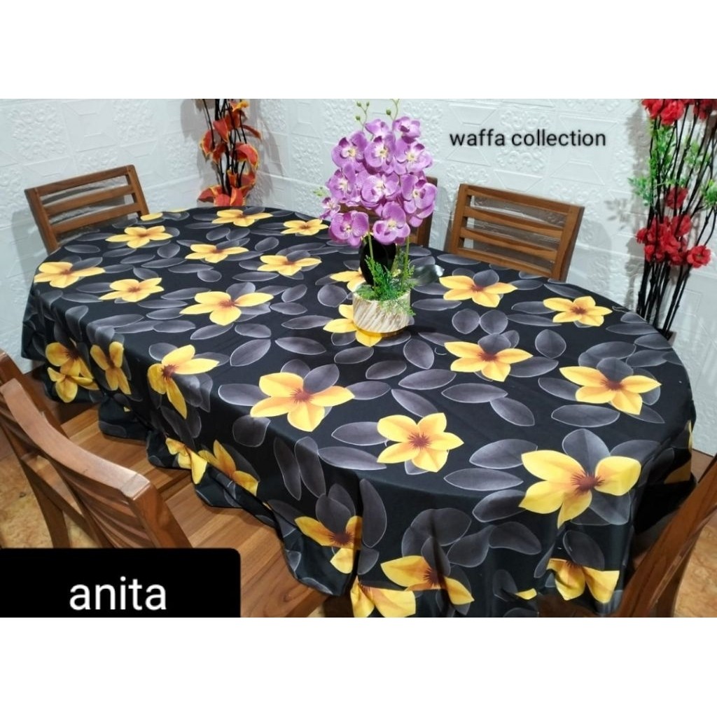 Taplak meja Makan Oval 6/4 kursi