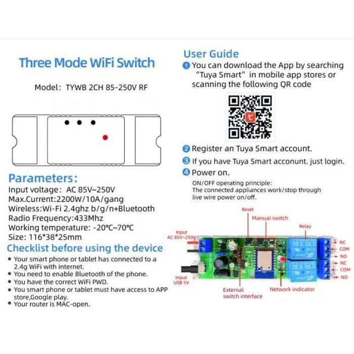 Nt Tuya Smart Switch 4/2/1 Channel Wifi Relay Rolling Door Switch