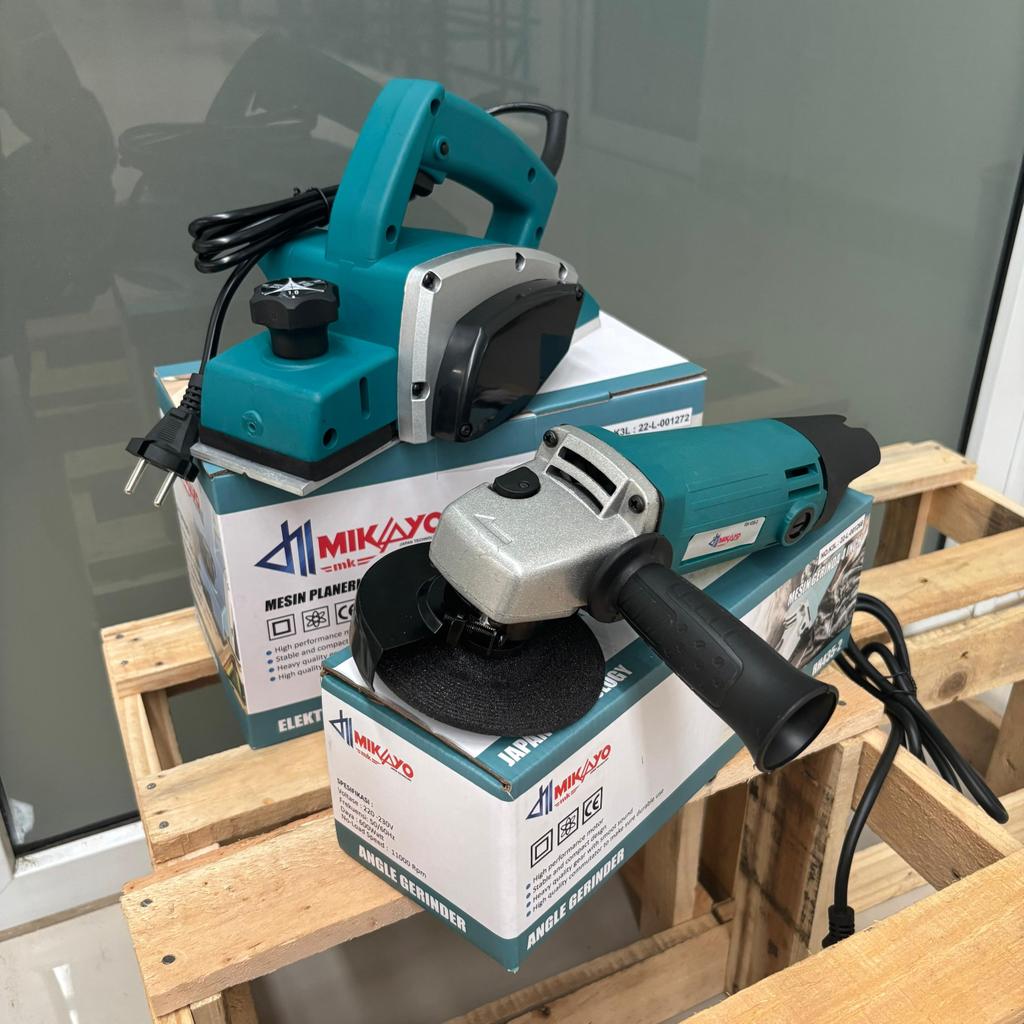 PAKET 2Pcs Alat Tukang Kayu | Mesin Serut Kayu Planer / Electric Planner Mesin Serut Tangan + Mesin 