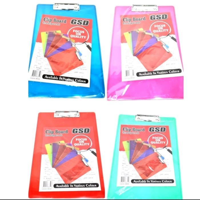 Clipboard Plastik warna Bening /  Papan ujian Transparan Folio - Warna Trsanaparan