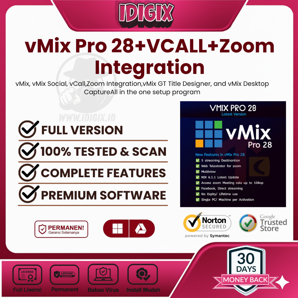 VMix Pro 28.0.0.42 with vcall Zoom 1 PC