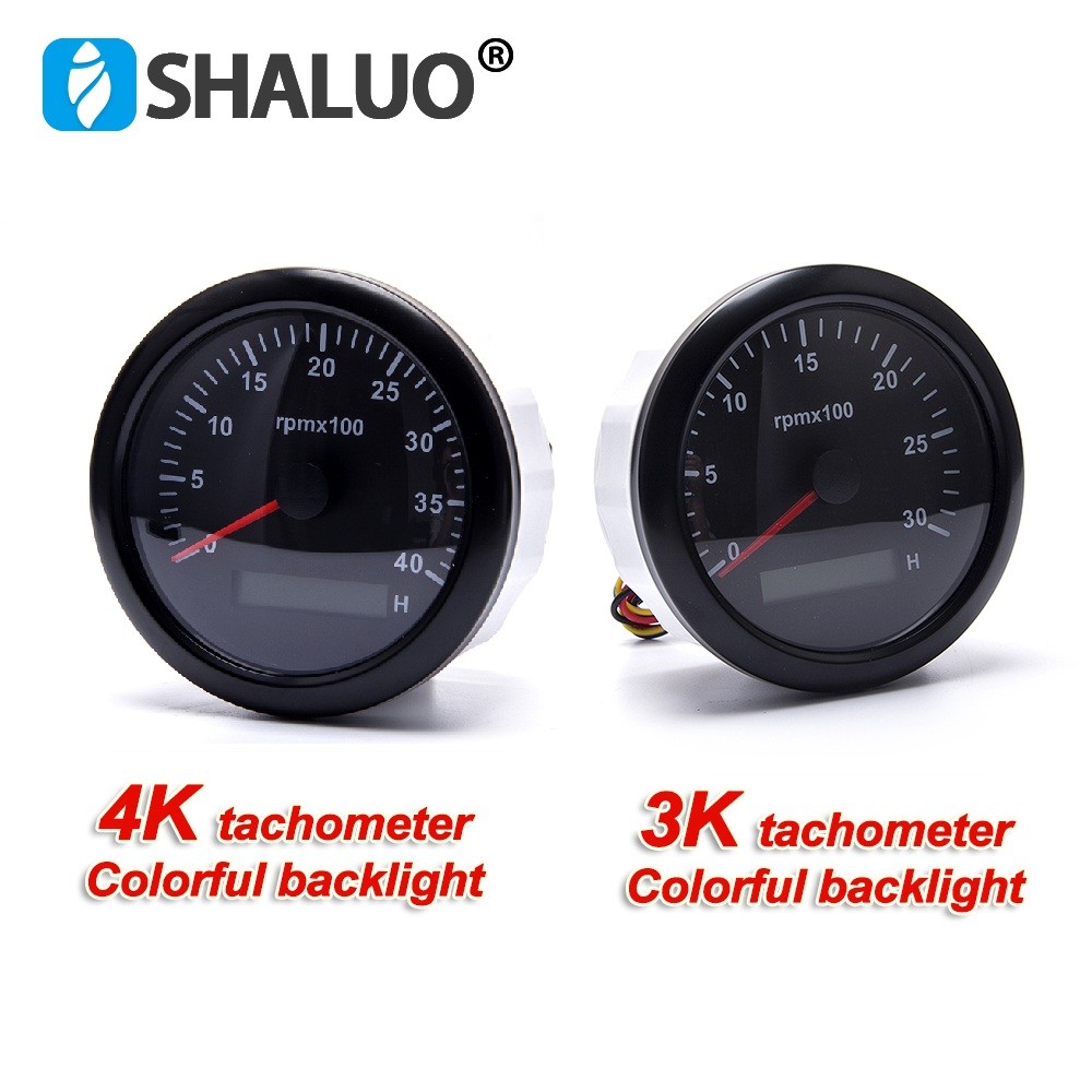 85MM Backlight esel Engine Taometer RPM Speed Meter Gauge 3000RPM 4000RPM With gital Hourmeter Gener