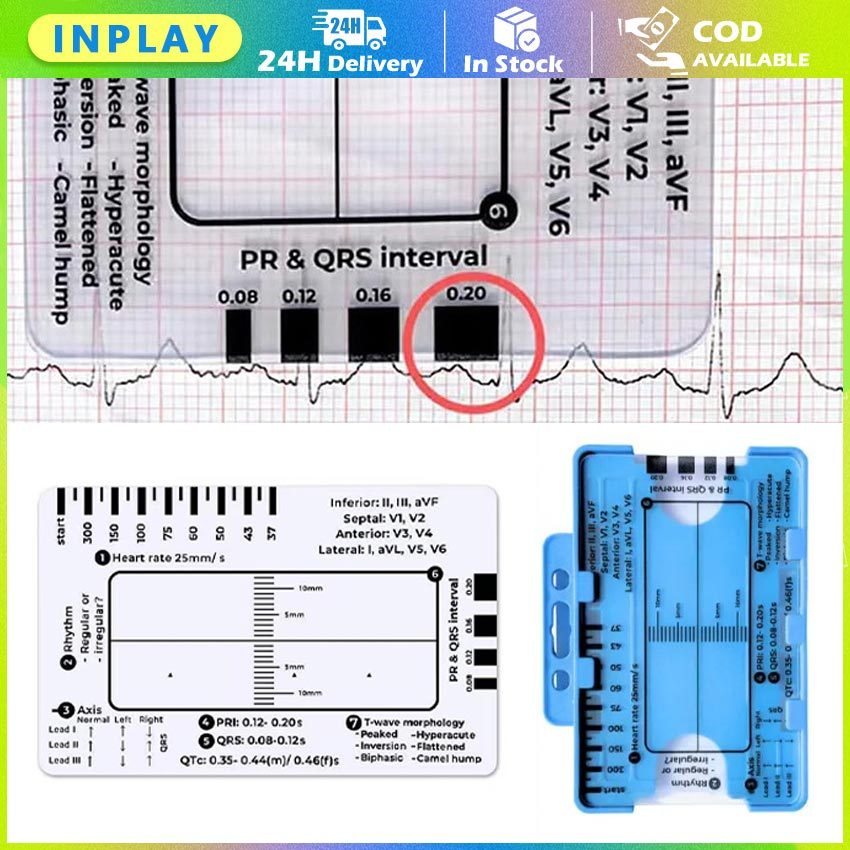 Alat Ukur EKG 7 Langkah Portabel / Penggaris ECG Transparan Presisi Tinggi / Ruler Medis Untuk Diagn