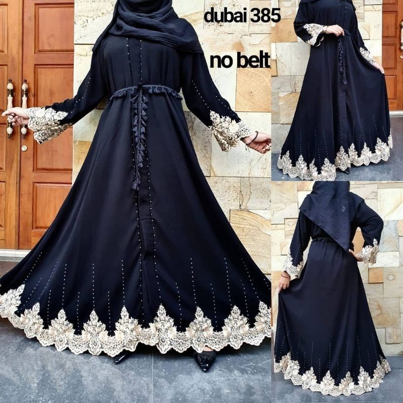 BIGSALE  Diskon COD Abaya Gamis Hitam Turkey Maxi Dress Arab Saudi Bordir Turki Dubai 385